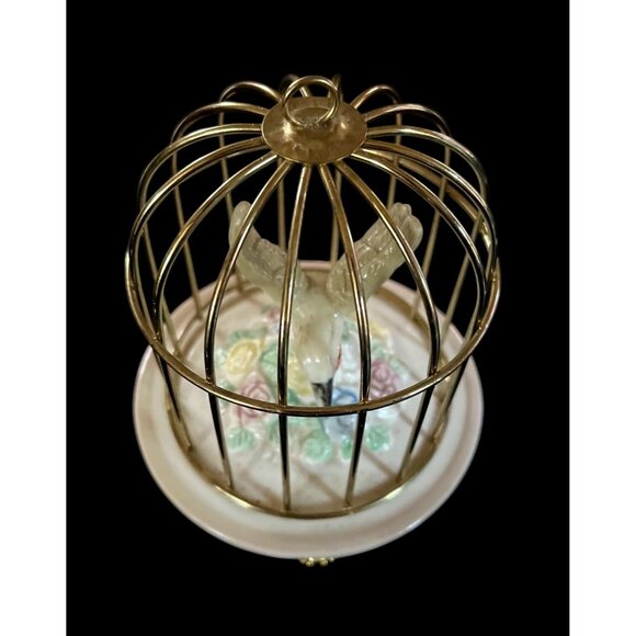 Vtg Limoges Porcelain Hummingbird In Cage Trinket Box Gold Tone 5" - Picture 2 of 5